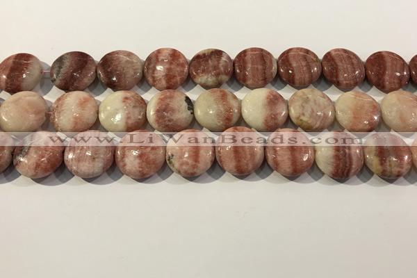 CRC1070 15.5 inches 20mm flat round rhodochrosite beads