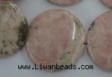 CRC158 15.5 inches 30mm flat round Argentina rhodochrosite beads