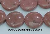 CRC207 16 inches 20mm flat round rhodochrosite gemstone beads