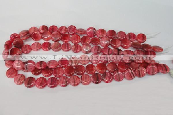 CRC23 15.5 inches 14mm flat round dyed rhodochrosite gemstone beads