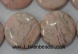 CRC308 15.5 inches 25mm flat round Peru rhodochrosite beads