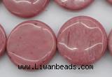 CRC694 15.5 inches 25mm flat round rhodochrosite beads wholesale