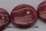 CRC820 15.5 inches 30mm flat round Brazilian rhodochrosite beads