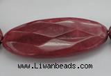 CRC862 15.5 inches 25*50mm faceted oval Brazilian rhodochrosite beads