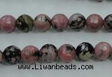 CRD12 15.5 inches 8mm faceted round rhodonite gemstone beads