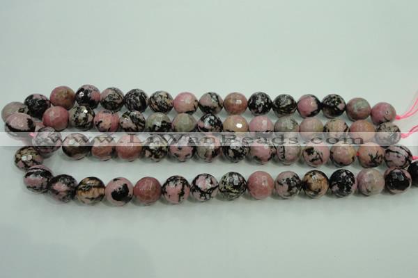 CRD15 15.5 inches 12mm faceted round rhodonite gemstone beads