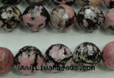 CRD17 15.5 inches 16mm faceted round rhodonite gemstone beads