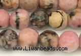 CRD360 15 inches 6mm faceted round rhodonite beads wholesale