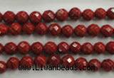 CRE152 15.5 inches 6mm faceted round red jasper beads wholesale