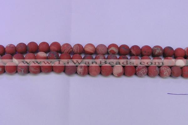 CRE165 15.5 inches 14mm round matte red jasper beads