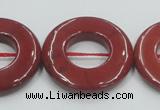 CRE22 16 inches 30mm donut natural red jasper beads wholesale