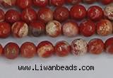 CRE330 15.5 inches 4mm faceted round red jasper beads