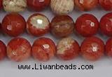 CRE332 15.5 inches 8mm faceted round red jasper beads