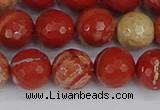 CRE333 15.5 inches 10mm faceted round red jasper beads