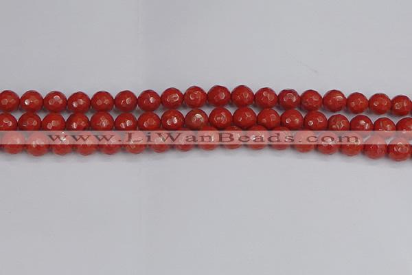 CRE340 15.5 inches 8mm faceted round red jasper beads