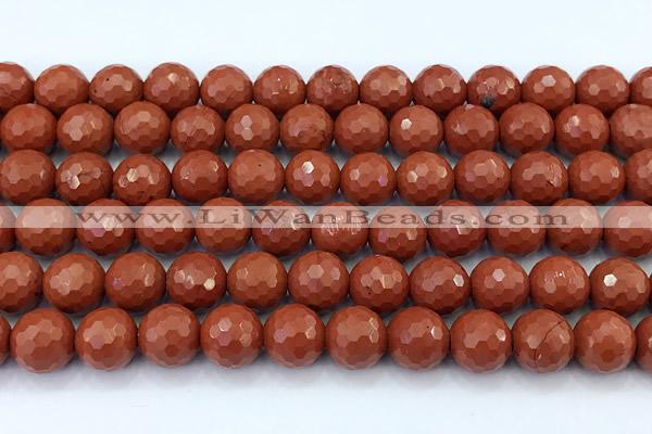 CRE365 15 inches 8mm faceted round red jasper beads