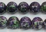 CRF06 15.5 inches 14mm round dyed rain flower stone beads wholesale