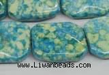 CRF145 15.5 inches 20*26mm rectangle dyed rain flower stone beads