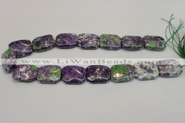 CRF20 15.5 inches 20*26mm rectangle dyed rain flower stone beads