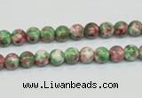 CRF21 15.5 inches 4mm round dyed rain flower stone beads wholesale