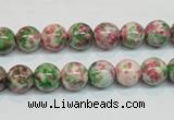 CRF23 15.5 inches 8mm round dyed rain flower stone beads wholesale