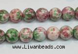 CRF24 15.5 inches 10mm round dyed rain flower stone beads wholesale