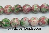 CRF25 15.5 inches 12mm round dyed rain flower stone beads wholesale