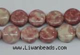 CRF255 15.5 inches 10mm flat round dyed rain flower stone beads