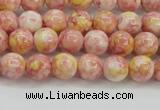 CRF314 15.5 inches 4mm round dyed rain flower stone beads wholesale