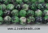 CRF349 15.5 inches 4mm round dyed rain flower stone beads wholesale