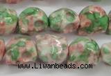 CRF363 15.5 inches 11*12mm skull dyed rain flower stone beads