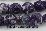 CRF365 15.5 inches 11*12mm skull dyed rain flower stone beads