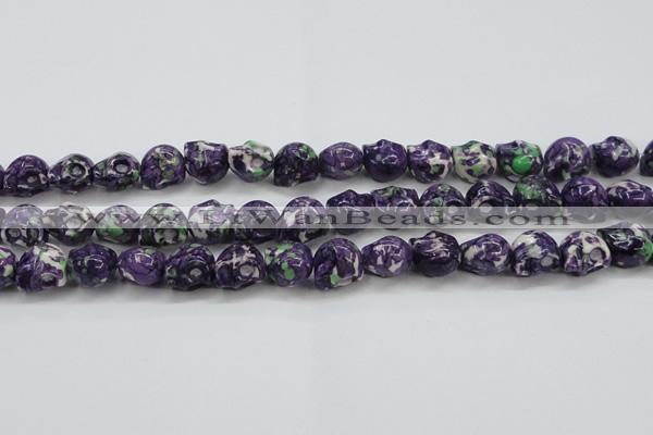 CRF365 15.5 inches 11*12mm skull dyed rain flower stone beads