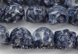 CRF367 15.5 inches 11*12mm skull dyed rain flower stone beads