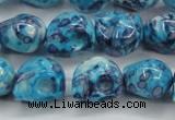 CRF370 15.5 inches 11*12mm skull dyed rain flower stone beads