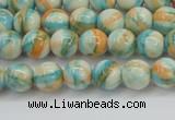 CRF392 15.5 inches 4mm round dyed rain flower stone beads wholesale