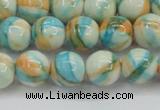 CRF395 15.5 inches 10mm round dyed rain flower stone beads wholesale