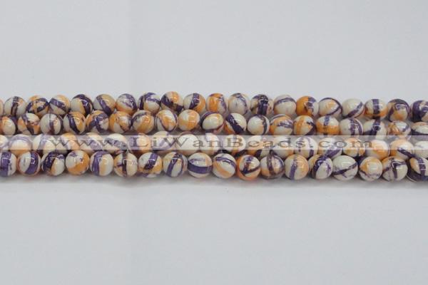 CRF413 15.5 inches 10mm round dyed rain flower stone beads wholesale