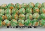 CRF416 15.5 inches 4mm round dyed rain flower stone beads wholesale