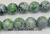 CRF47 15.5 inches 14mm round dyed rain flower stone beads wholesale