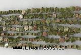 CRG34 15.5 inches 6mm flat star unakite gemstone beads wholesale