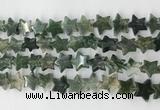 CRG40 15.5 inches 14mm flat star moss agate gemstone beads wholesale