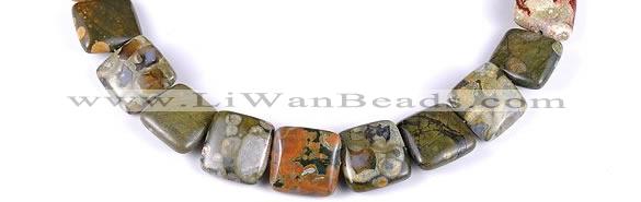 CRH06 different sizes square natural rhyolite beads Wholesale