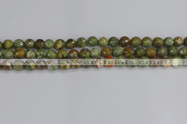 CRH528 15.5 inches 8mm faceted round rhyolite beads wholesale