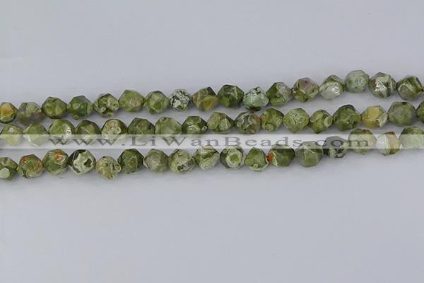 CRH536 15.5 inches 8mm faceted nuggets rhyolite gemstone beads