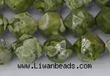 CRH537 15.5 inches 10mm faceted nuggets rhyolite gemstone beads