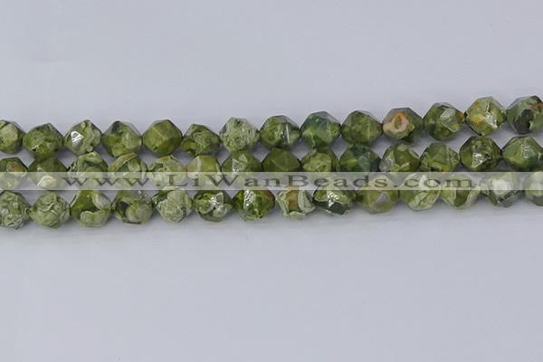 CRH537 15.5 inches 10mm faceted nuggets rhyolite gemstone beads