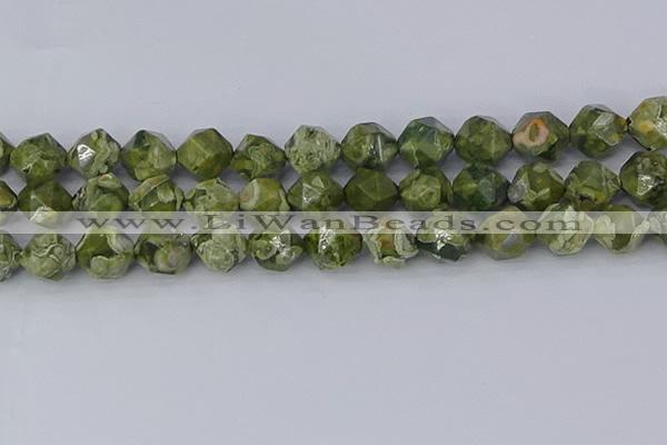 CRH538 15.5 inches 12mm faceted nuggets rhyolite gemstone beads