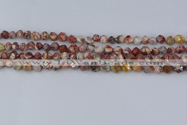 CRH547 15.5 inches 6mm faceted nuggets rhyolite gemstone beads