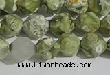 CRH555 15.5 inches 10mm faceted nuggets matte rhyolite gemstone beads